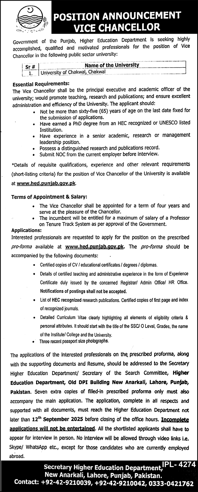 Jobs in Higher Education Commission